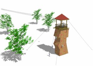 Watchtower rendering with zipline.