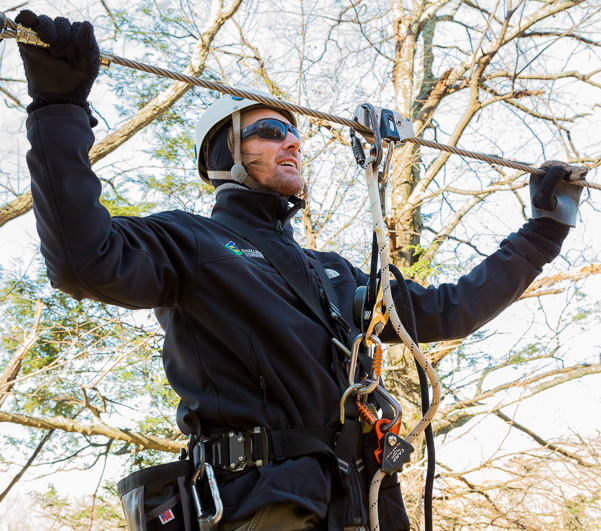 Man testing zipline.