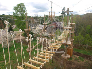 Challenge course rope bridge.