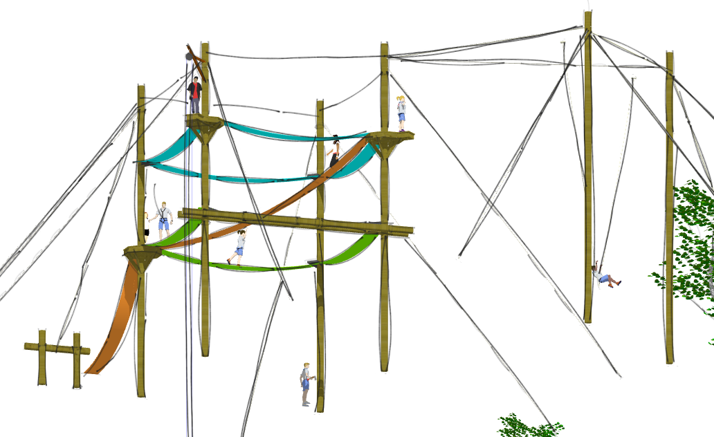 Alternate view of the Endeavor Series challenge course from Challenge Towers