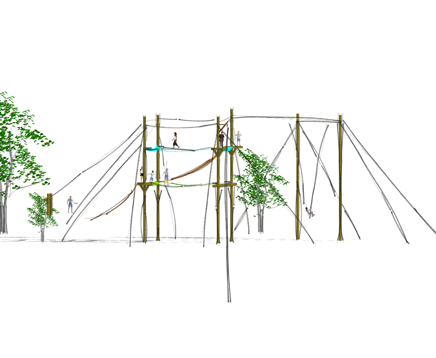 Sideview of the Endeavor Series Challenge Course by Challenge Towers